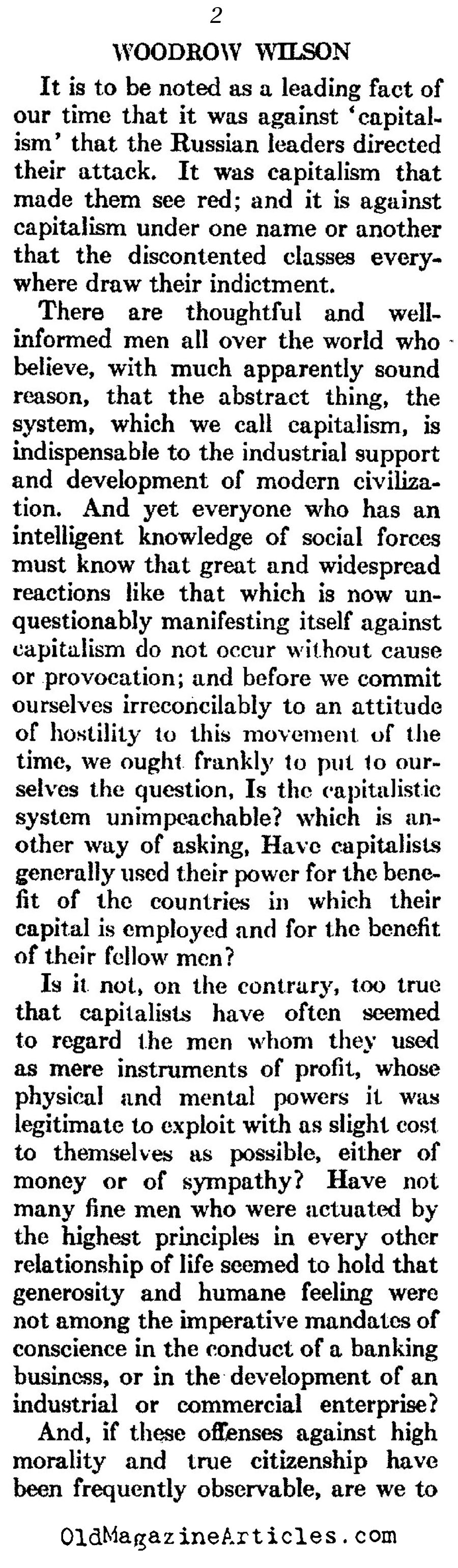 Woodrow Wilson on the Russian Revolution and the Red Scare (Atlantic Monthly, 1923)